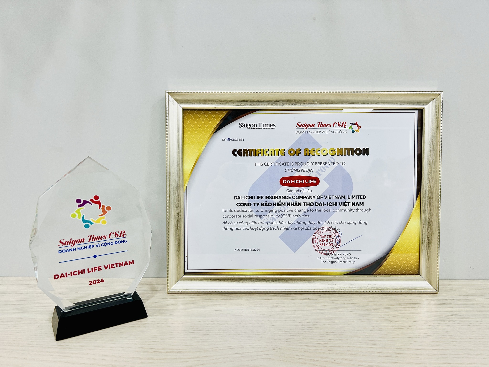 Awards Saigon Times CSR 2024 Certificate